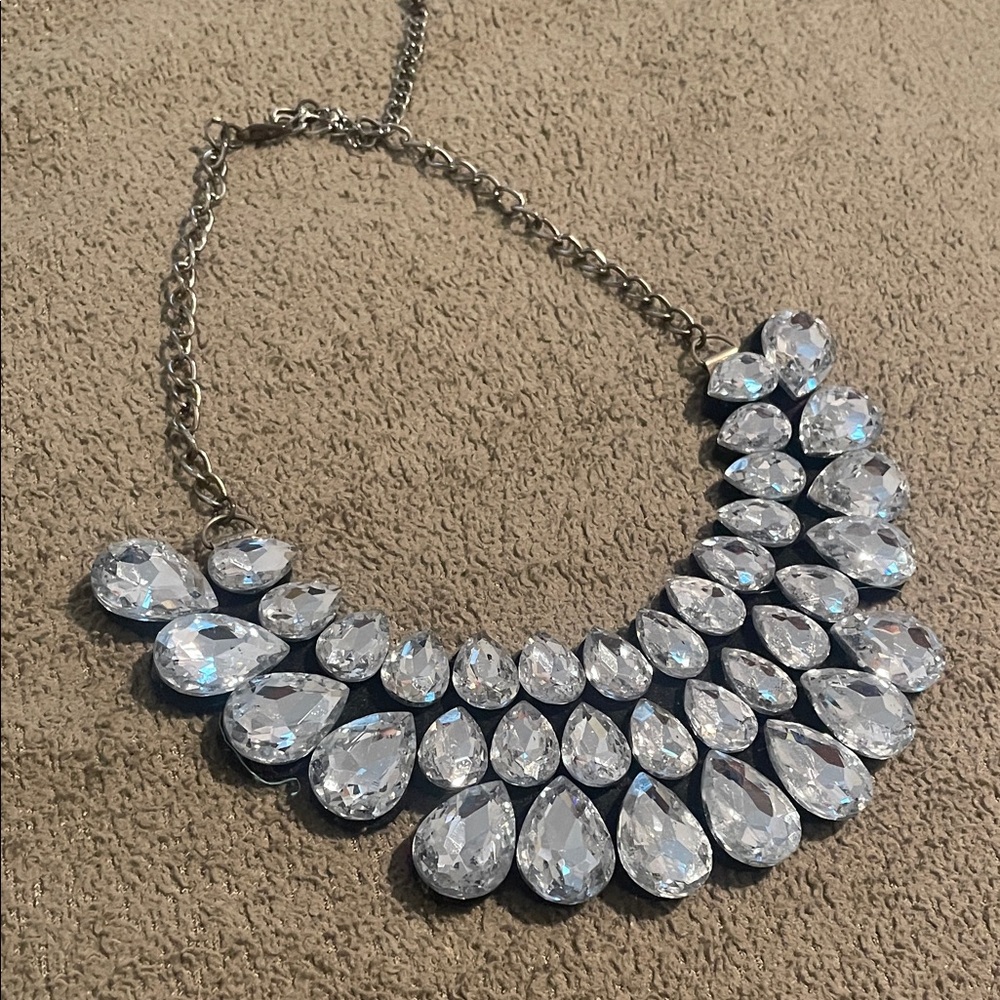 Statement Silver Teardrop Necklace - Picture 4 of 4